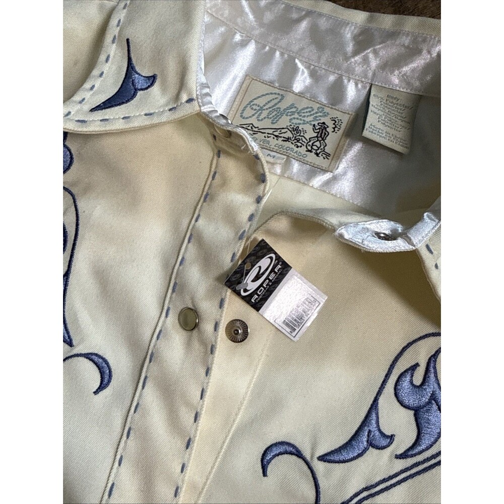 Vintage Roper Western Shirt Womens Medium White Flowers Rodeo Ranch Cowgirl 90s - Picture 8 of 9